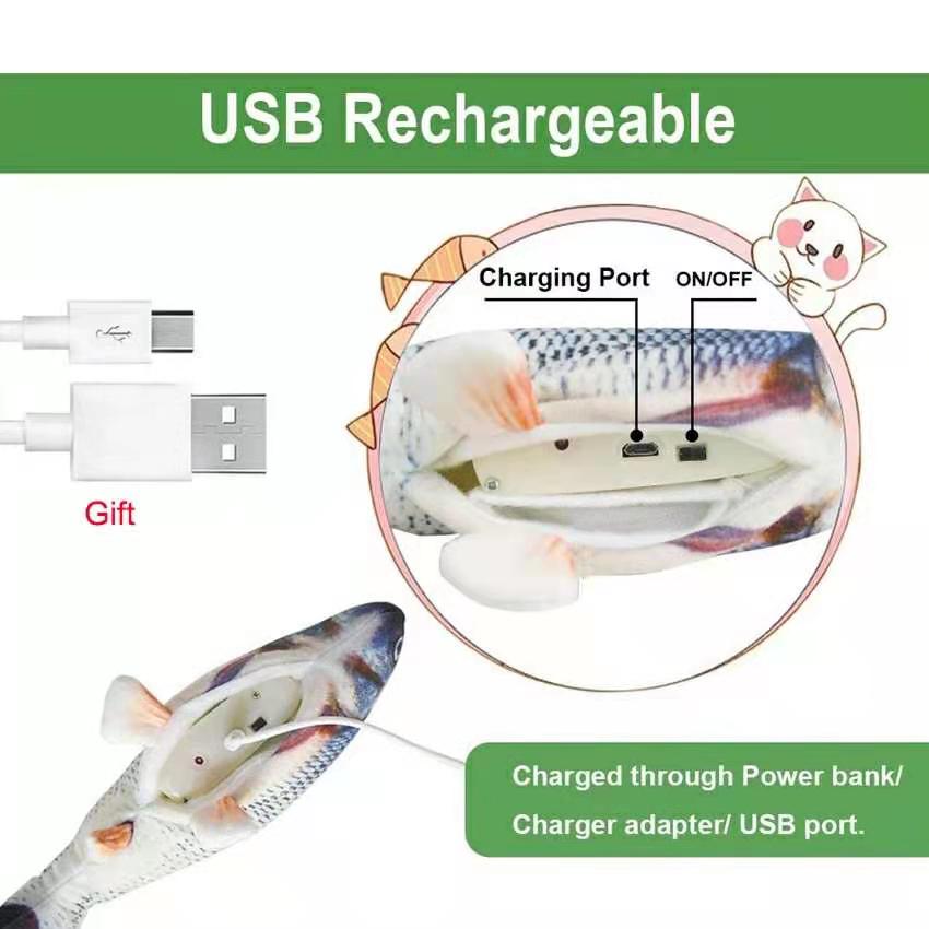 Cat USB Charger Interactive Electric Toy Fish