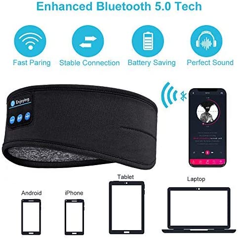 Bluetooth Sleeping Headphones Headband Thin Soft Elastic Comfortable Wireless Music Earphones Eye Mask