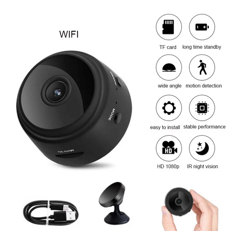 A9 Wireless Mini WiFi Camera 1080p HD with Night Vision and Micro Voice Recorder - Video Surveillance
