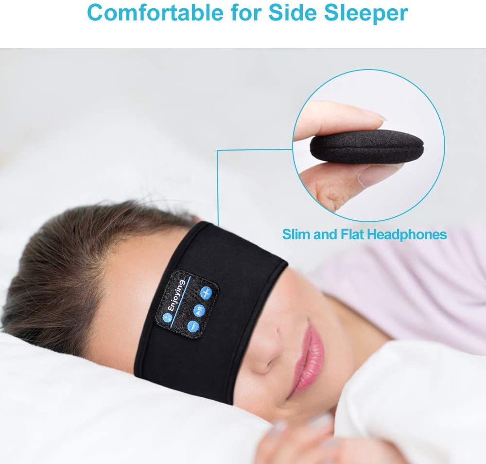 Bluetooth Sleeping Headphones Headband Thin Soft Elastic Comfortable Wireless Music Earphones Eye Mask