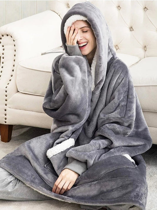 Oversized Hoodies Fleece Giant Blanket With Sleeves Pullover Oversize
